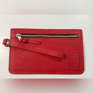 Portland Leather Goods Red Leather Adrianna Wristlet with Zipper
